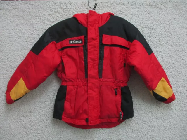 VINTAGE Columbia Ski Jacket 10-12 Boys Youth Size Red Snow Full Zip Hoodie Logo