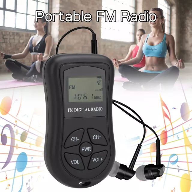 Mini Digital Portable Pocket LCD FM Radio Empfänger Stereo Radio mit Kopfhörer