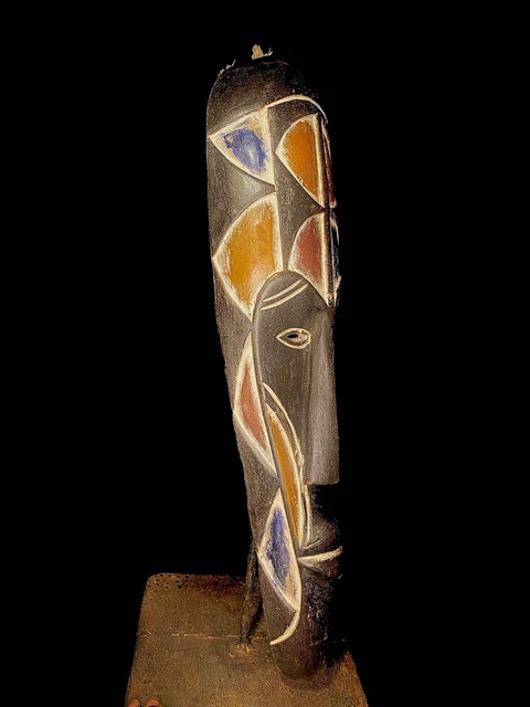 African Tribal Face Mask Wood Hand Carved Wall Hanging Mask Fang mask--5932