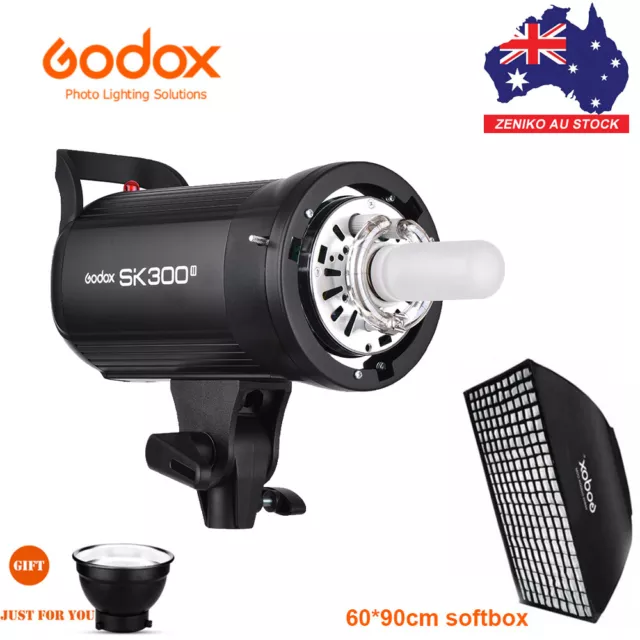 Godox SK300II Camera Flash Studio Strobe Head Light +Reflector,60*90cm Softbox