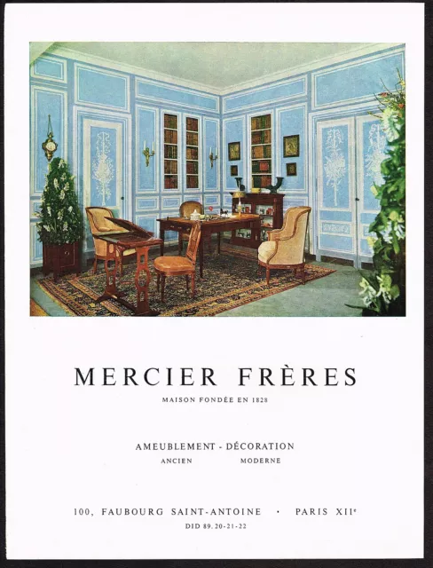 1950s Vintage Mercier Freres Mid Century Antique Furniture Photo Print Ad