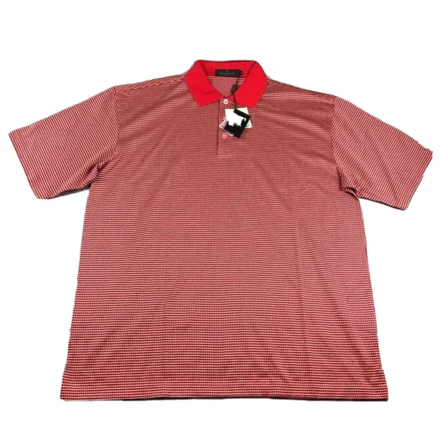 Bugatchi Uomo Shirt Mens Large Red Check 100% Mercerized Cotton Polo NWT