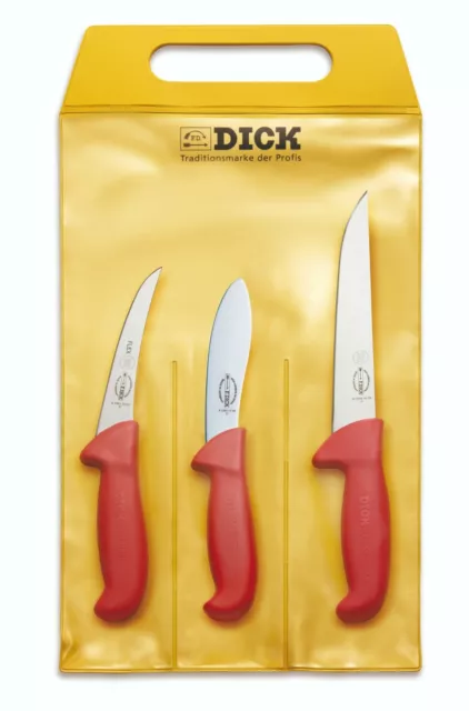F. DICK Messer-Set Jagd Ausbeinmesser 13cm Abhäutemesser 13cm Stechmesser 18cm