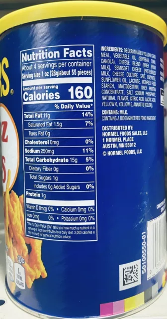 Planters Cheez Curls Cheese Flavored Snacks 4 oz Resealable Canister - NEW 2