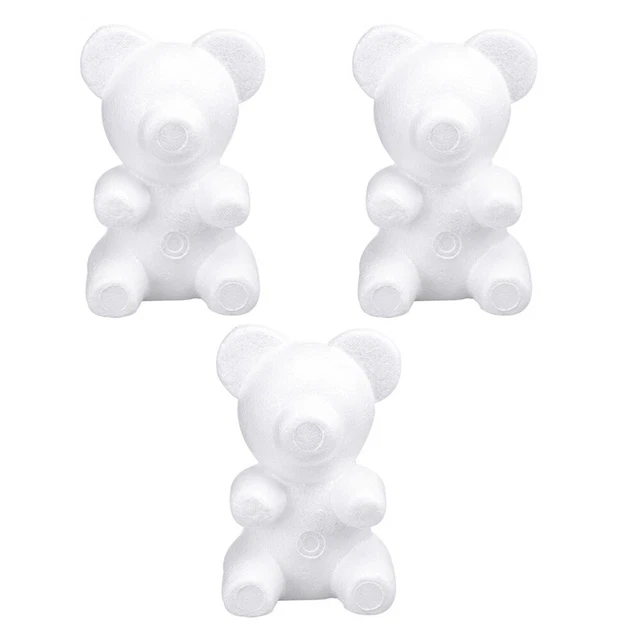 3 piezas Moldes de oso de modelado de poliestireno forma de oso blanco hágalo usted mismo -oso - adorno