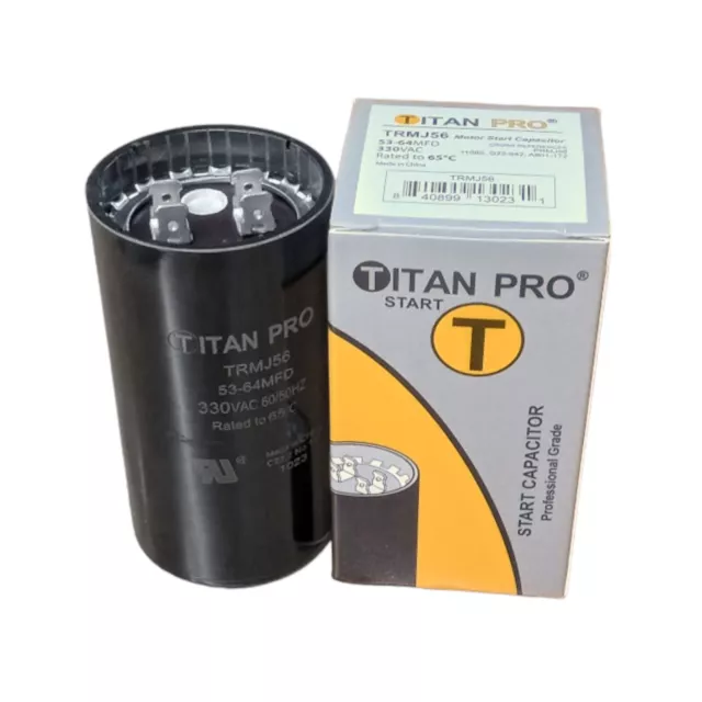 Titan Pro TRMJ56 Motor Start Capacitor. 53-64 MFD UF / 330 VAC