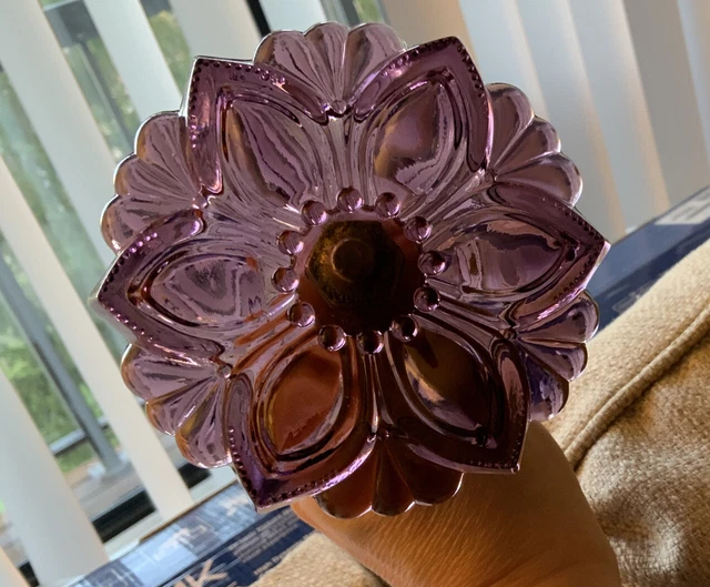 12 Vintage Pressed Depression Glass Curtain Tiebacks Purple Rose + hardware
