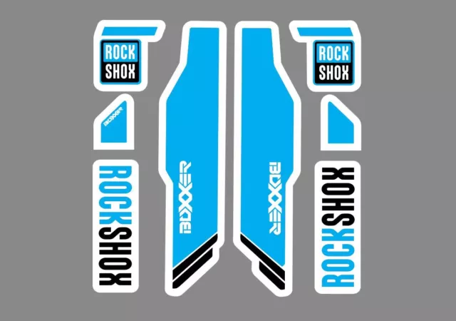 Rock Shox Boxxer Mountain Bike Cycling Decal Kit Sticker Adhesive Blue 8 Pcs