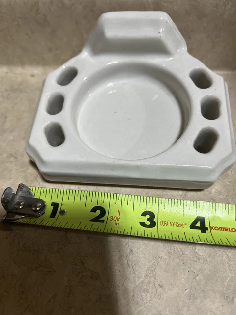Antique Vtg MCM White Porcelain Toothbrush Cup Holder Bathroom