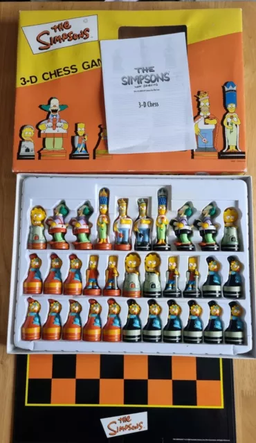 Vintage The Simpsons 2000 Matt Groening 3D Retro Chess Set, Complete VGC