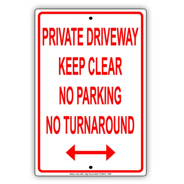 Private Driveway Keep Clear No Parking Novelty Wall Decor Aluminum Metal Sign