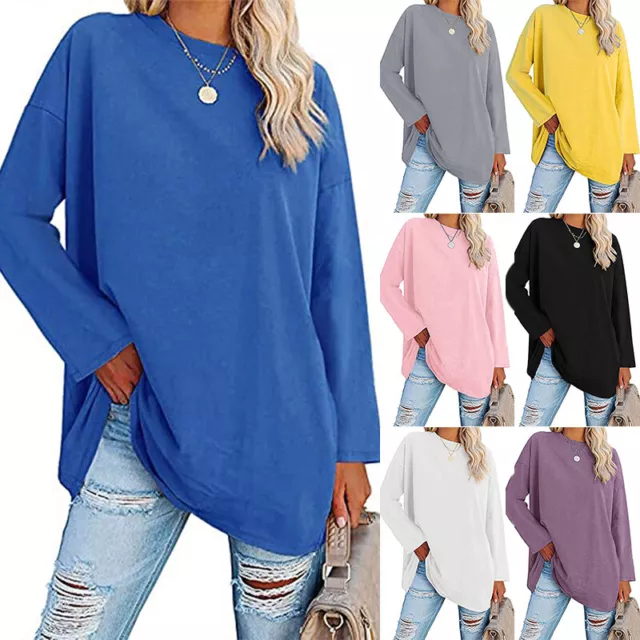 Maglione Tunica Camicia Top Maglietta Maglietta Ampia Casual Manica Lunga A