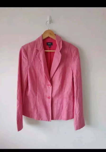 Mexx Blazer size 10 12 Womens Pink Casual Workwear Smart Cotton Linen Blend