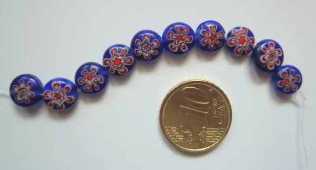 Perlas círculo cristal milflores 8 mm X 10 UNIDADES azul azulón rojo abalorios
