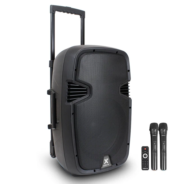 Portable Active PA Speaker System Bluetooth Wireless Microphones 12" Woofer 500W