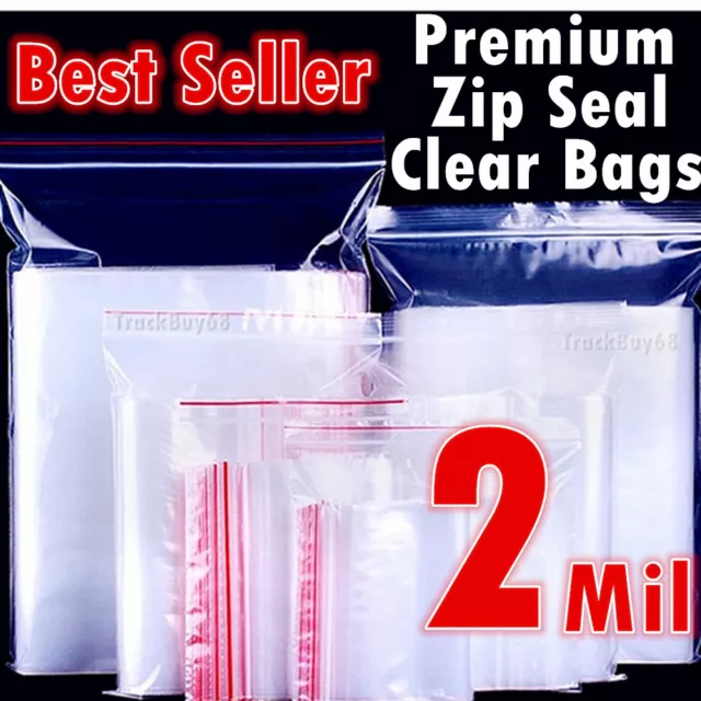 100 Clear Reclosable Zipper Bags Zip Small Large Plastic 2Mil Lock Cloth Jewelry