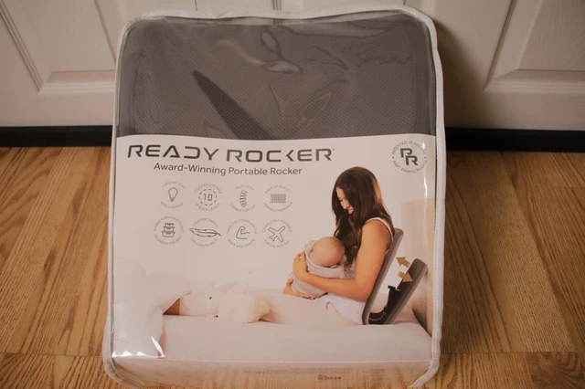 The Ready Rocker Portable Baby Rocker Bounce chair Assist Gray Cloth, NEW
