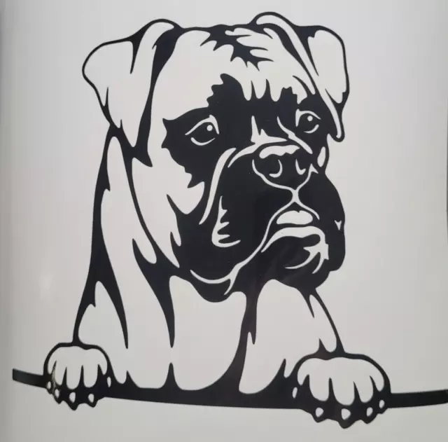 1x Boxer Dog Decal Vinyl Sticker Door Camper Fun Cute Car Van 7x5.5inch Black