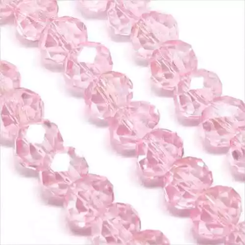 Lot de 20 perles à Facettes Rondelles 6 x 4mm en Cristal Rose clair