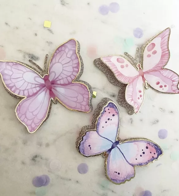 3D Butterfly decoration, party, wall, glitter pack of 12, customise, pastel,