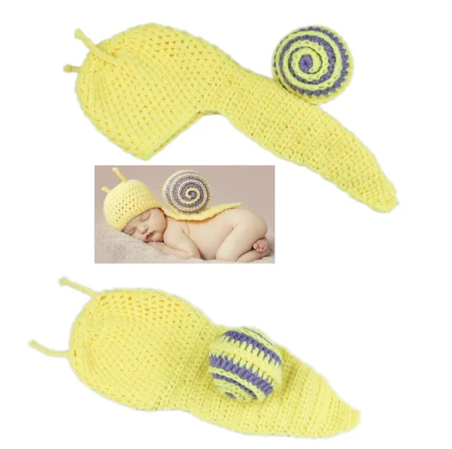 Süße Baby Mütze mit Rücken Gelbe Schnecke Kostüm Fotoshooting gelb lila 3