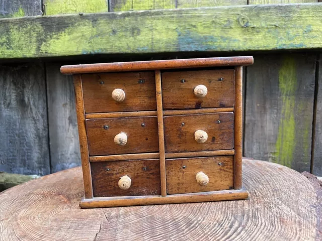 Antique naive MINIATURE CHEST OF DRAWERS cabinet spice folk art piece hand made