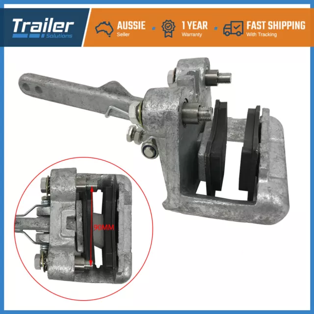 Trailer 2x Mechanical Brake Disc rotor Caliper + Pads Sleeves Bolts 3