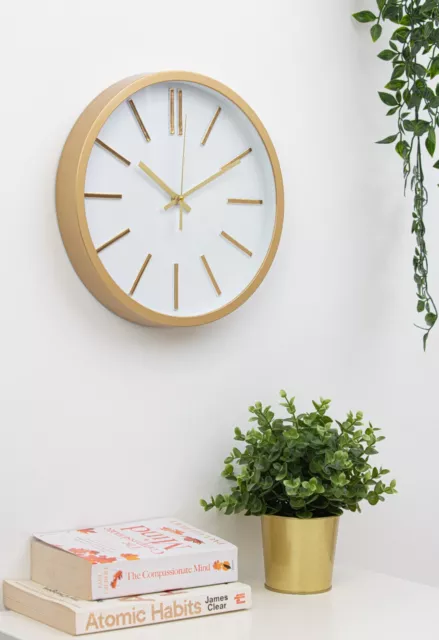 Gold Wall Clock, Silent Quartz Movement, Elegant Gold Clock Fit For Any Decor