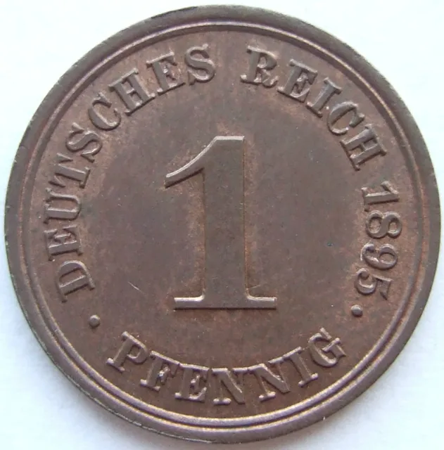 Moneta Reich Tedesco Impero Tedesco 1 Pfennig 1895 E IN Brillant uncirculated