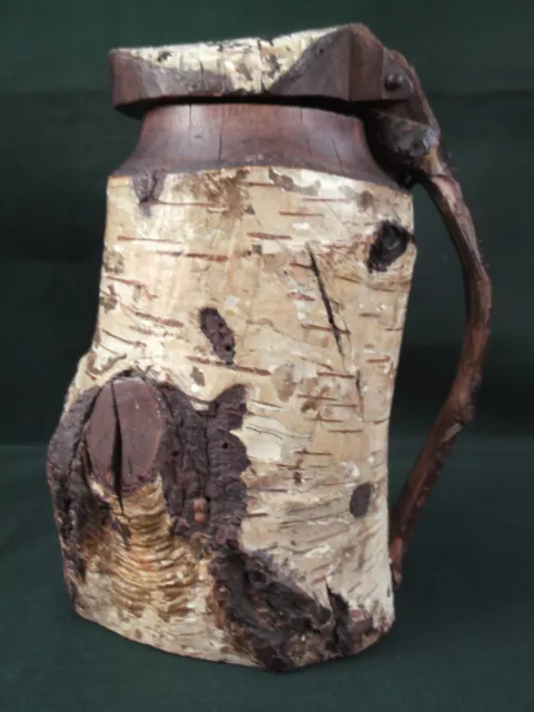 Vintage Primitive Native American Hand-Crafted Birch Tree Bark Tankard
