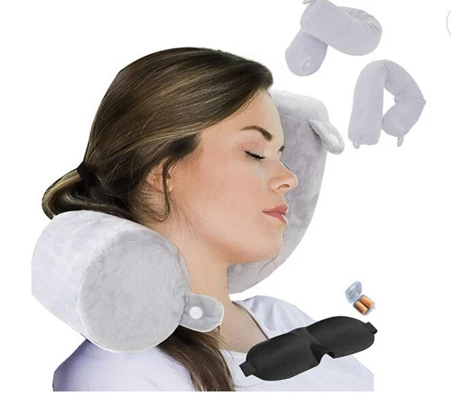 Zoylee Twist Memory Foam Travel Pillow NEW Gray Flexible Design