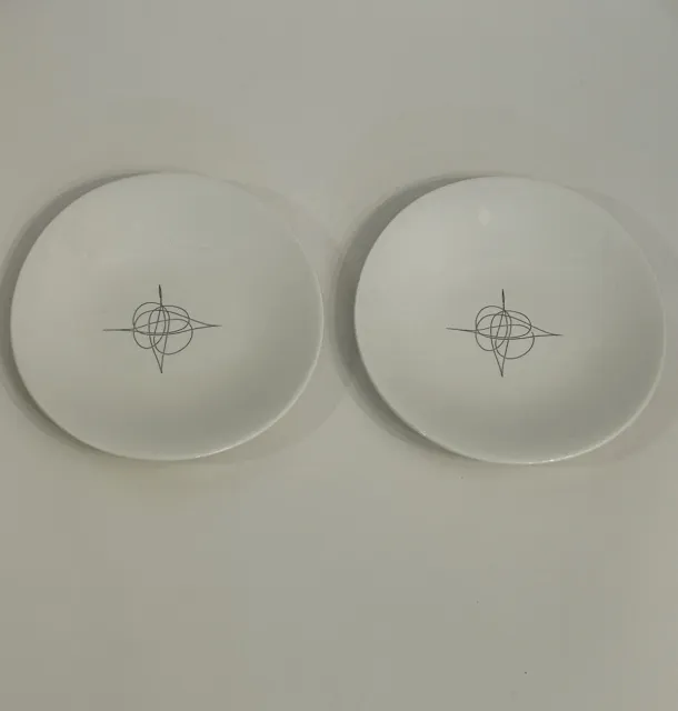 Hallcraft by Eva Zeisel Fantasy Atomic 6.25” x 5.5” Salad Plate Set Of 2 MCM