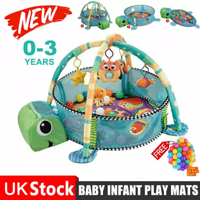 Foldable Baby Gym 3 in 1 Activity Play Floor Mat Ball Pit & Toys Babies Playmat