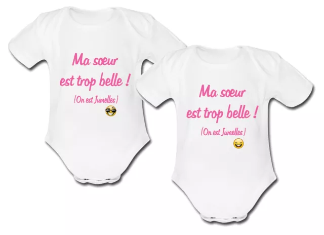 Lot de 2 Body bébé fille Special Jumelles -cadeau de naissance multiples jumeaux 2