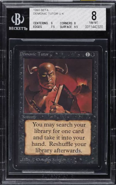MTG Beta DEMONIC TUTOR Graded BGS 8 Power Card Magic The Gathering MTG Beta DEMONIC TUTOR Graded BGS 8 Power Card Magic The Gathering
