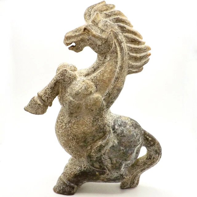 Antique Chinese Carved Jade Rearing Horse Stallion Statue Figurine 9in Tall