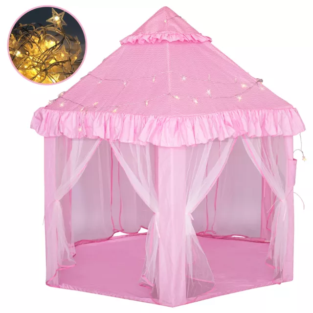 Princess Castle Play Tent for Girls Large Playhouse with Star Lights Kids Gifts