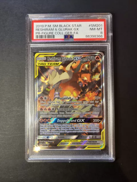 2019 Pokemon Sm  Sm201 Reshiram & Glurak Gx Pr-Figure Coll-Ger-Fa Psa 8