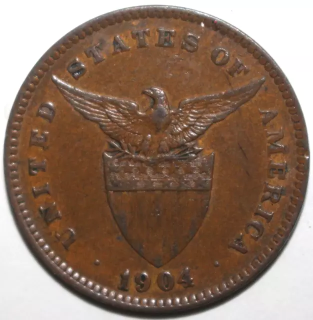 Philippines US Administration 1 Centavo Coin 1904 KM# 163 One