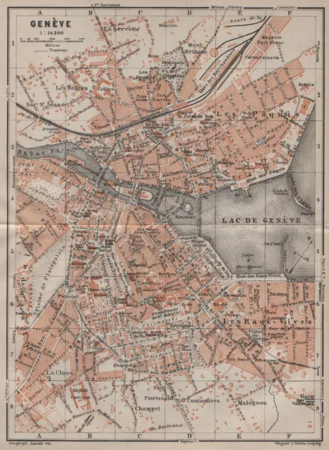 GENEVA GEN�VE GENF. town city stadtplan. Switzerland Suisse Schweiz 1905 map