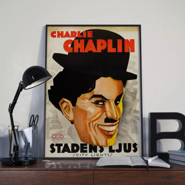 Vintage Charlie Chaplin City Lights #2 Movie Film Poster Print Picture A3 A4