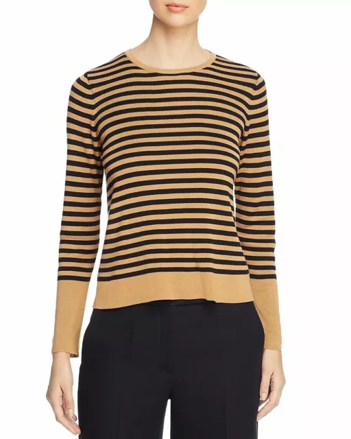 EILEEN FISHER Tencel Silk Clay Black Roundneck Striped Top XS NWT $238