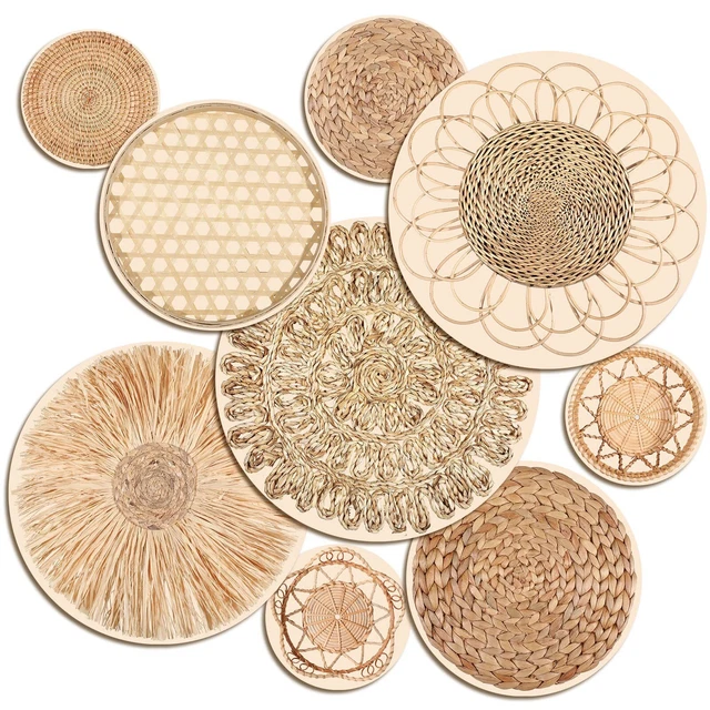 9 Pcs Boho Basket Wall Decals Round