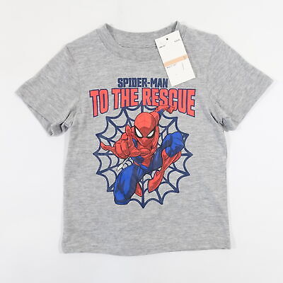 MARVEL Spiderman To The Rescue Grigio 2 Fumetto T-Shirt Bambino Bambini Nuovo