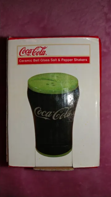 *NIB* Coca Cola Bell Glass Bottle Ceramic Salt Pepper Shakers