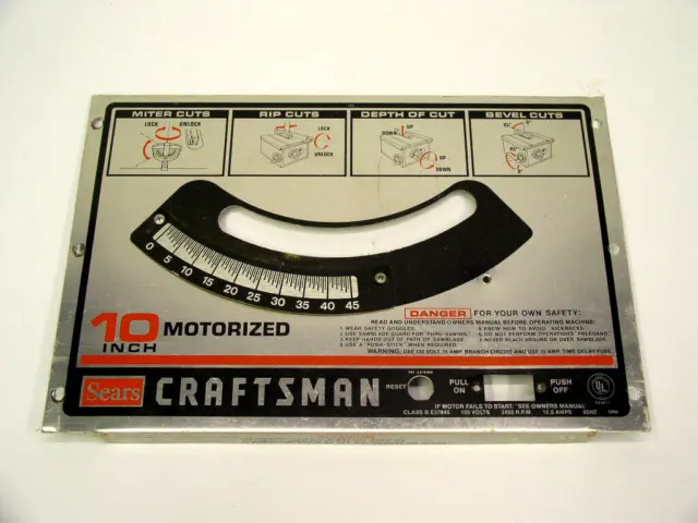 Base de recorte panel frontal de sierra de mesa Craftsman 113, 10