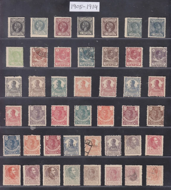 Sephil Spain Guinea 1905-14 Unchecked Mh/Used Collection Of 44 Stamps Scarce