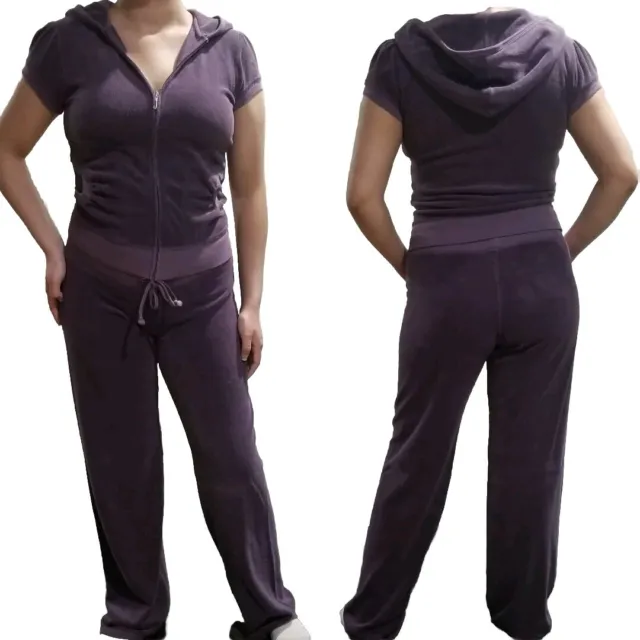 VINTAGE JUICY COUTURE TrackSuit Purple Matching Set Medium Jacket Pants ...
