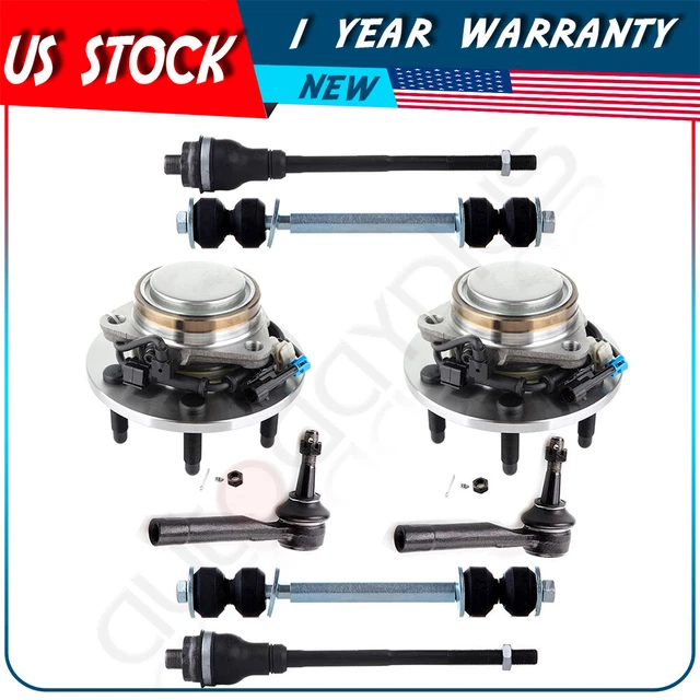 8pc Front Tie Rod Ends Wheel Hub Bearing For Chevrolet Silverado GMC Sierra 1500