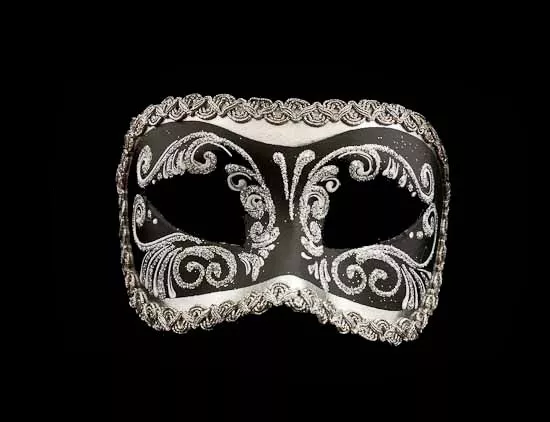 Mask from Venice - Wolf Colombine Black Silver Authentic Paper Mache - 206